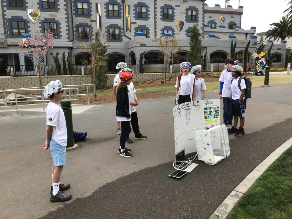 techknowledgest's tweet photo. #we36 Ss running through their presentation outside #LegoLand #California for the #fll national invititational @SKmakers36 @CWCoLab @kathypmcdonough https://t.co/AyfrK7UmQV