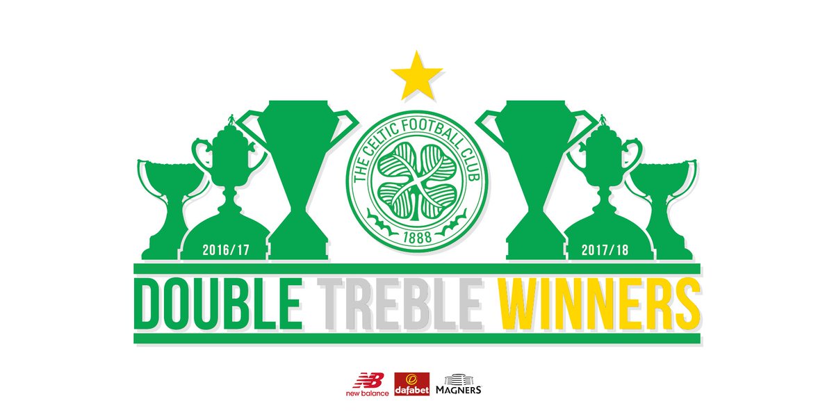 2016/17 🏆🏆🏆
2017/18 🏆🏆🏆

One Club. Two Trebles. Making Scottish football history since 1888. 🍀 #DoubleTreble