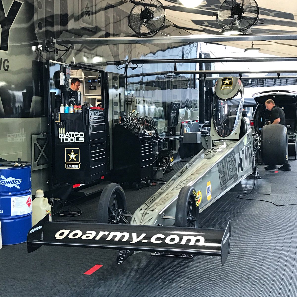 CD_Reeves's tweet photo. A little coffee and nitro methane this morning with my friends from the #ArmyRacing team. https://t.co/hMIqwVo91f