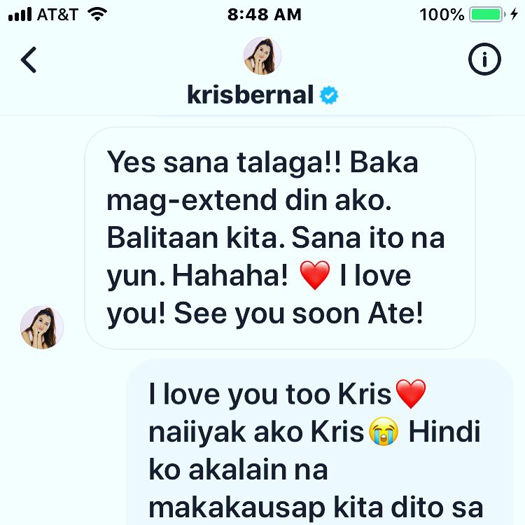 Nala1016's tweet photo. She’s so humble and beautiful. Love you too Kris💝 @soKRISme 
#krisbernal
#kapusoactress
#idol😘 https://t.co/k8vbxduP4N