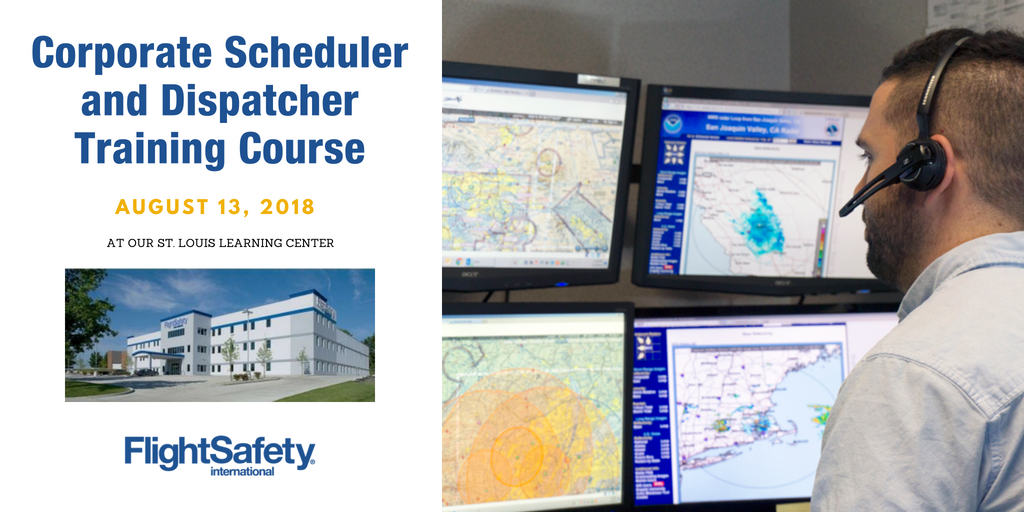 FlightSafetyInt's tweet photo. Join us on June 18th for our Corporate Scheduler and Dispatcher Training Course at our #FSIStLouis Learning Center. To learn more visit... https://t.co/p18oHprX2R #FSIStLouis #StLouis #BizAV #Scheduler&amp;Dispatcher #Training #June18th https://t.co/3LvcPmbFOc