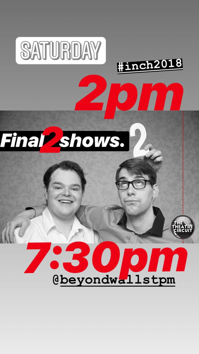 theatrecircuit's tweet photo. 📍📍FINAL 2 SHOWS📍📍

2pm / 7:30pm
@beyondwallsTPM 

Last chance to catch Brandon Knox &amp; Alex Clay as Eric &amp; Luke in "The Middle Part"!!

TICKETS: https://t.co/o56J3v4mEq
or in person!

Photo: @robbyfulton 

#inch2018 #toronto #theaTO #indieunite #saturday #weekend https://t.co/qcYy2gxLLx