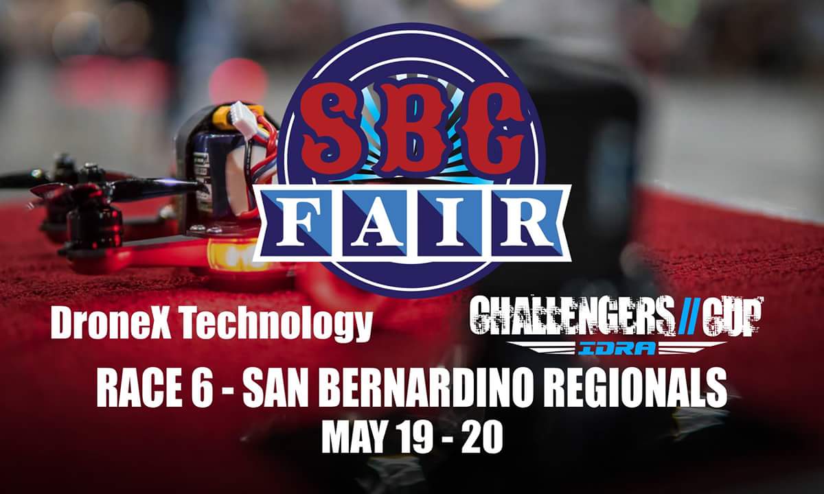 Don't miss the San Bernardino Regionals, IDRA 2018 Challengers Cup, Race 6 of the Series, at the SBC Fair today with DroneX Technology at 1pm in the Grandstands!