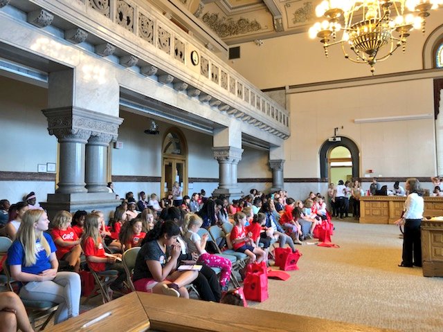 tamayaforcincy's tweet photo. County Commissioner @DeniseDriehaus had the entire room captivated with her awesomeness. #GirlsInGov2018 #ElectMoreWomen #TheFutureIsFemale https://t.co/vk7pEqdHGO