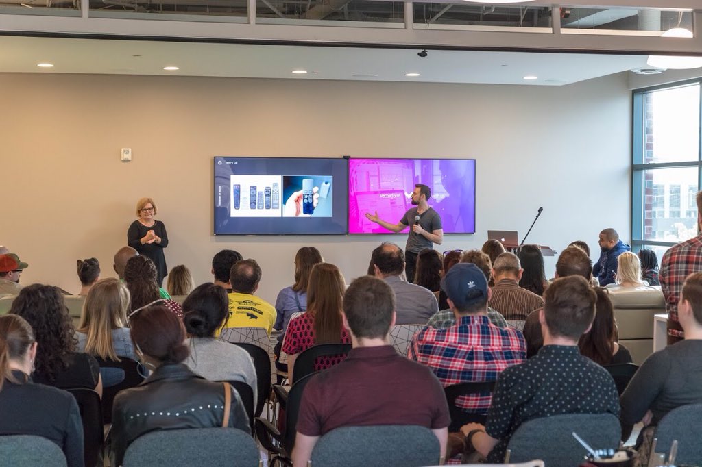 AIGADetroit's tweet photo. Special thank you @JonYablonski for sharing #LawsofUX, Keith & Nicole for sharing their story about @DetroitHives , our ASL interpreter, and @vectorform for sponsoring + donating their space for the event! See you at our next event!
#AIGADetroit #Vectorform #DetroitHives #connect https://t.co/t9N879qhXq