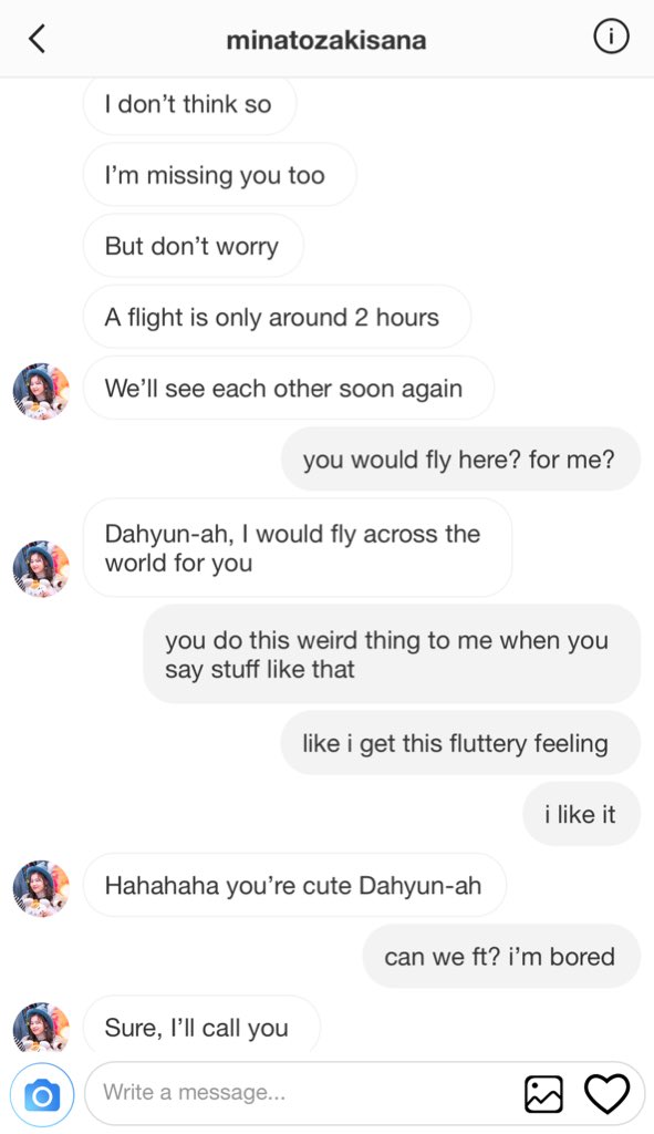 “Thank you,” Sana said with a genuine smile. “I would understand if you’re uncomfortable with the attention, I can leave you alone-““Don’t worry, I don’t mind. I like being around you.”“I like being around you too,” Sana whispered out. “Recommend me some good food from here?”