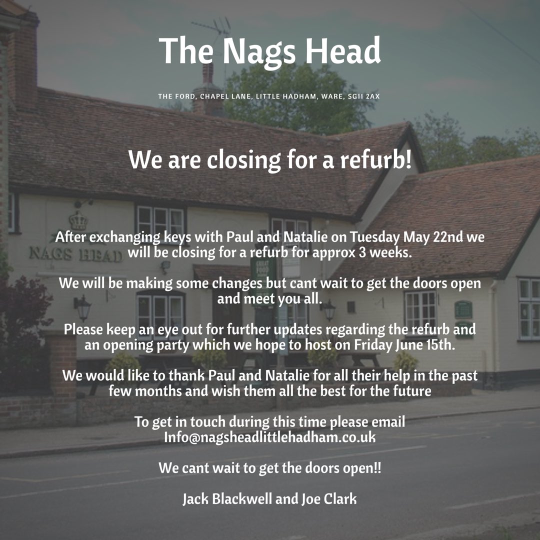 Boys and girls! We are taking over <a href="/NagsHead_Hadham/">The Nags Head</a> on Tuesday! So excited!! Please give us a follow and a RT to help spread the word