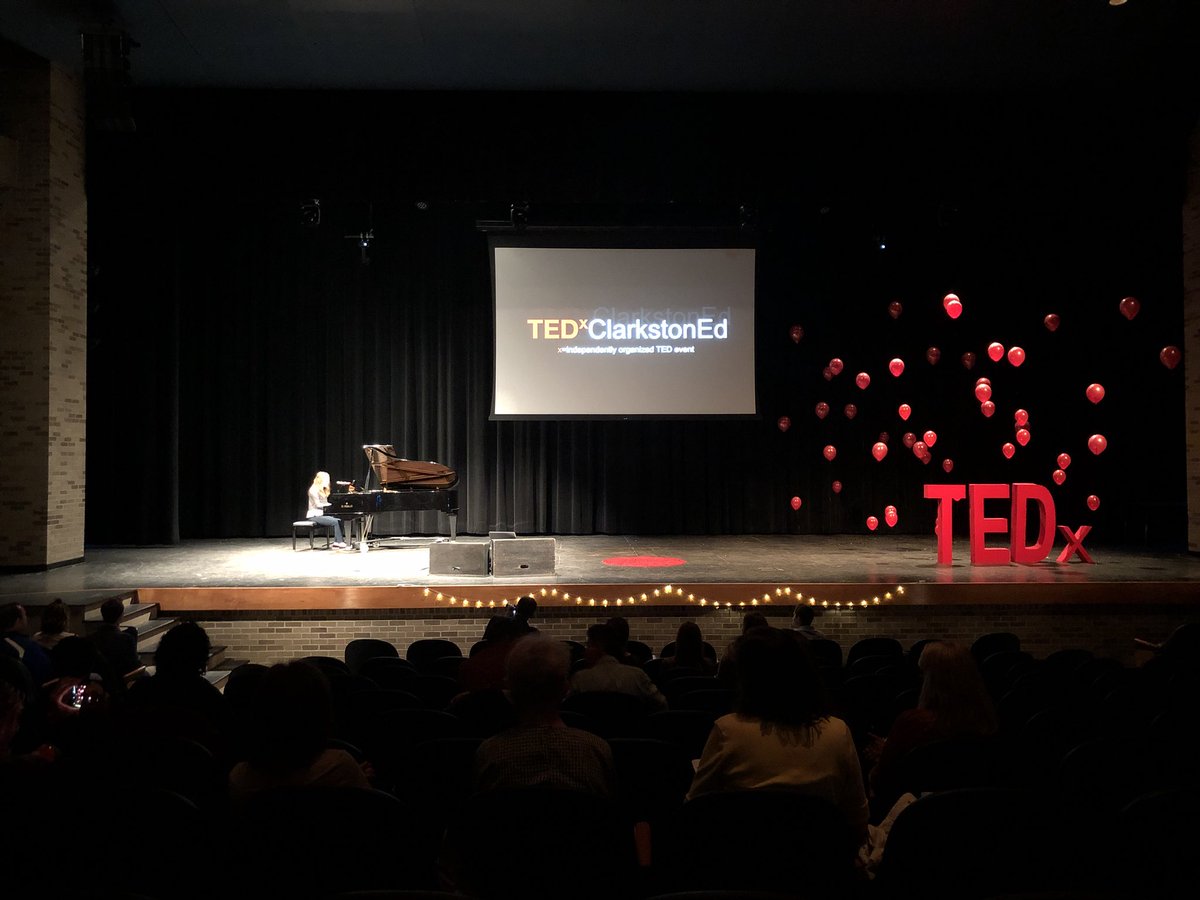 TEDxClarkstonED's tweet photo. Up next, we have Clarkston High School student Zoe Nygard performing “Remedy” by Adele. Amazing job Zoe! #TEDxClarkstonEd https://t.co/R8GE4k3w9h