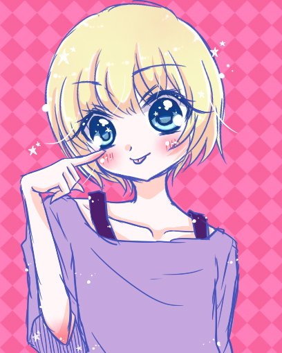 Natalie_Paquette 「絵柄研究中。。。最近、縦長の目になってきてたので丸い目に戻そうかなーって。」|里日菜こふゆのイラスト