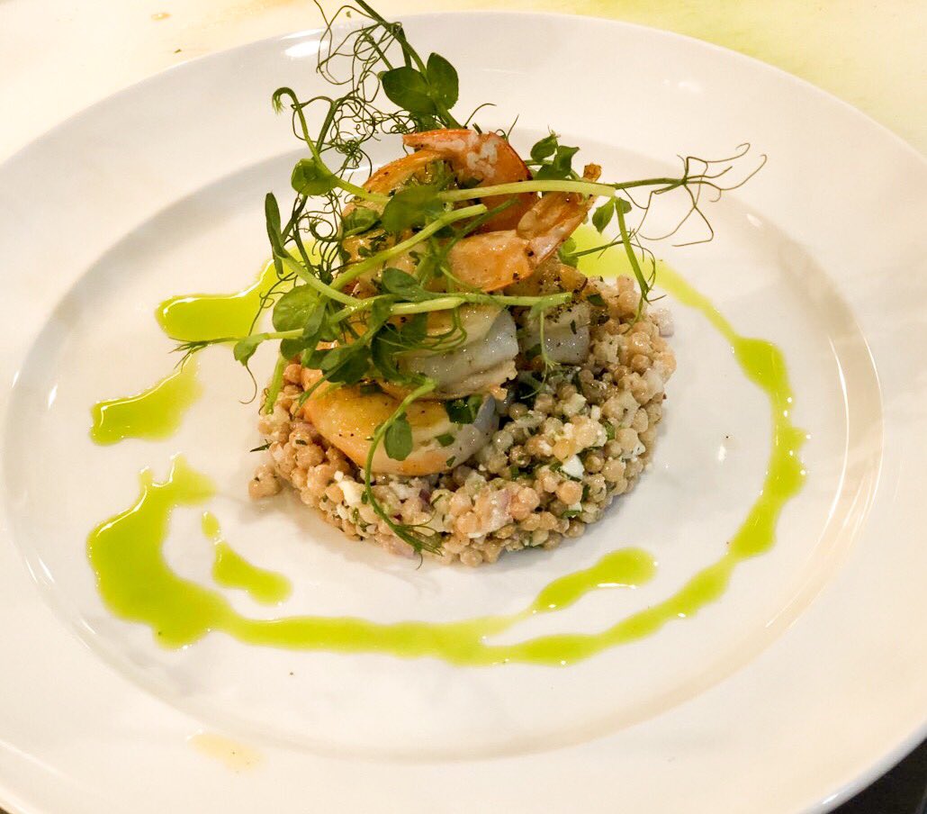 sonatasrest's tweet photo. Part of our NEW Summer Menu is this scrumptious Garlic Shrimp. Seared and Marinated Shrimp with Israeli Couscous, Feta Cheese, Cucumber, Red Onion and Red Wine Vinaigrette! #Scottsdale #sonatasrestaurant https://t.co/EF8GGgG7xh
