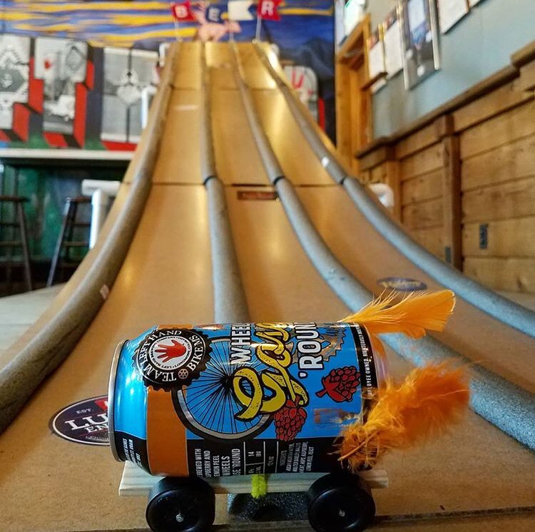 LeftHandBrewing's tweet photo. Wheels Gose ‘Round is rollin’ into our Tasting Room with derby car races. Plus, $1 of every pint of Wheels Gose ‘Round and all pilot brews through the end of May will be donated to Team Left Hand Bike MS fundraising. Pints for a purpose! #GetItHereFirst https://t.co/XCmCOV1397