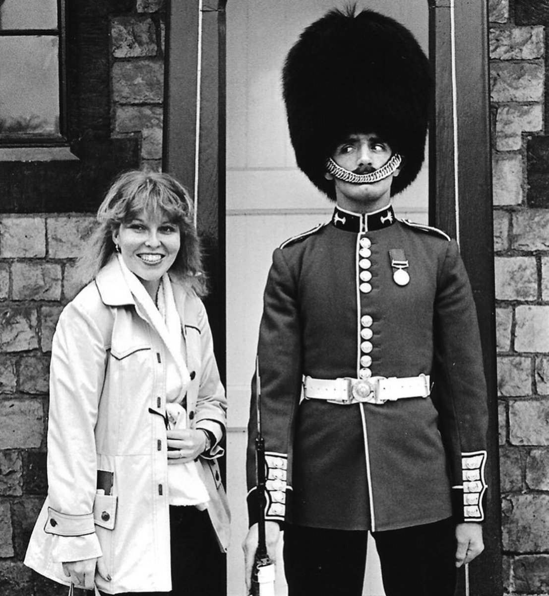 My Windsor Castle moment in 1980 under the watchful eyes of a London guard taken by my #prince. #myroyalbride #honeymoon #londonguards #WindsorCastle #RoyalWeddingTODAY #PrinceHarry #MeghanMarkle