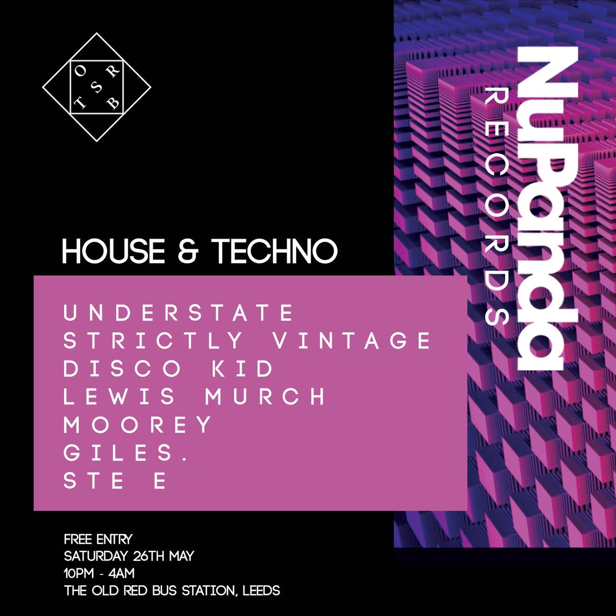 Next Saturday we're throwing a free party <a href="/OldRedBus/">Old Red Bus Station</a> #leeds hope to see some faces down there for a boogie 🕺🍭😎🙌

#House #techno #techhouse