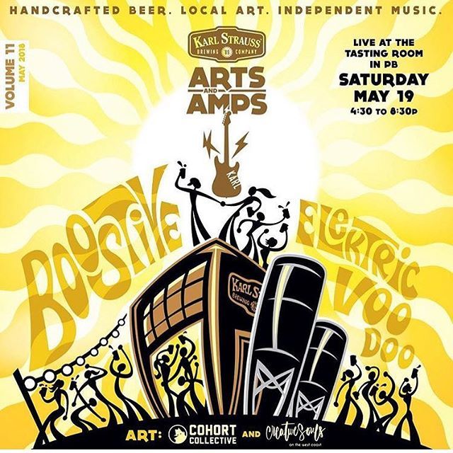 CohortC's tweet photo. We at it again!!! Arts n Amps kicks off today with music by @boostivemusic and @electric_voodoo. Come check out what @sluttybuddy and @konecki_art create live. 
#wearecohort #artandamps #karlstrauss #liveart #cohortcollective https://t.co/EMsUWRKcNX https://t.co/x49SN9baSv