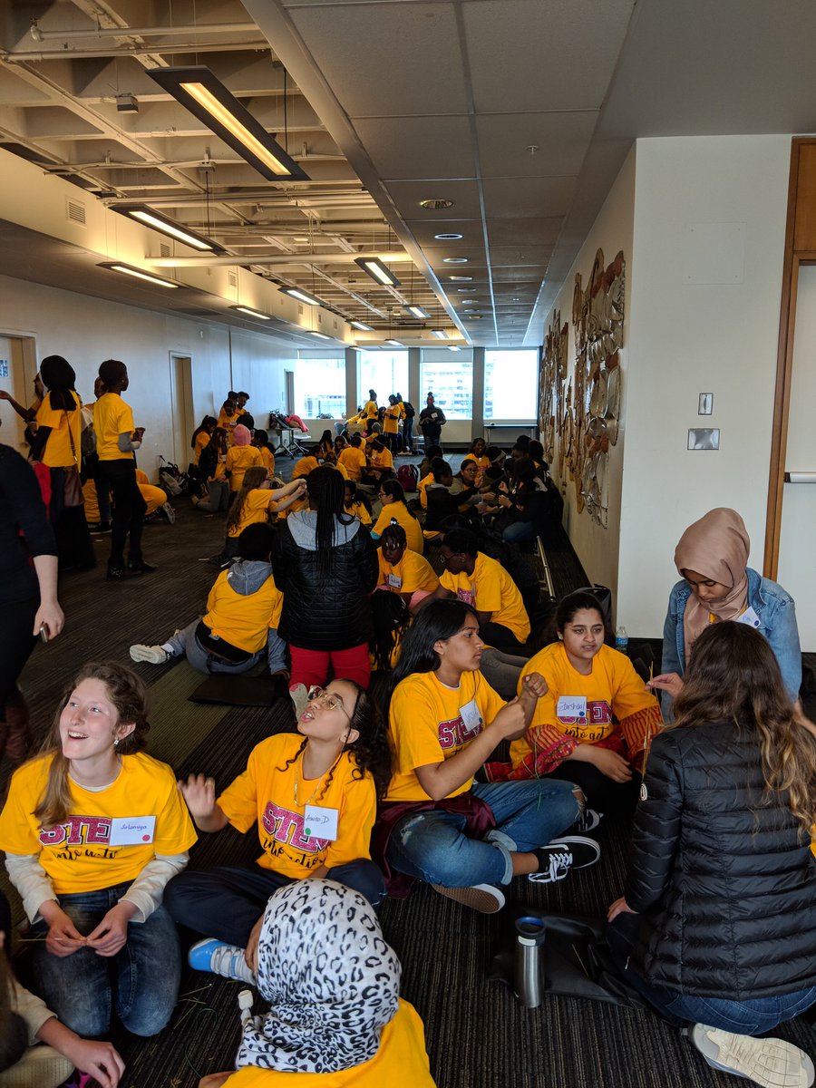 Lotus_STEMM's tweet photo. Spent the afternoon with these lovely kids at the #stemintoaction conference with @TOHousing and @hEr_VOLUTION doing the #marshmallowchallenge. What an amazing, high energy, innovative group thinking of the various foundations needed to build tall freestanding towers. https://t.co/qSV0vxj4Qa