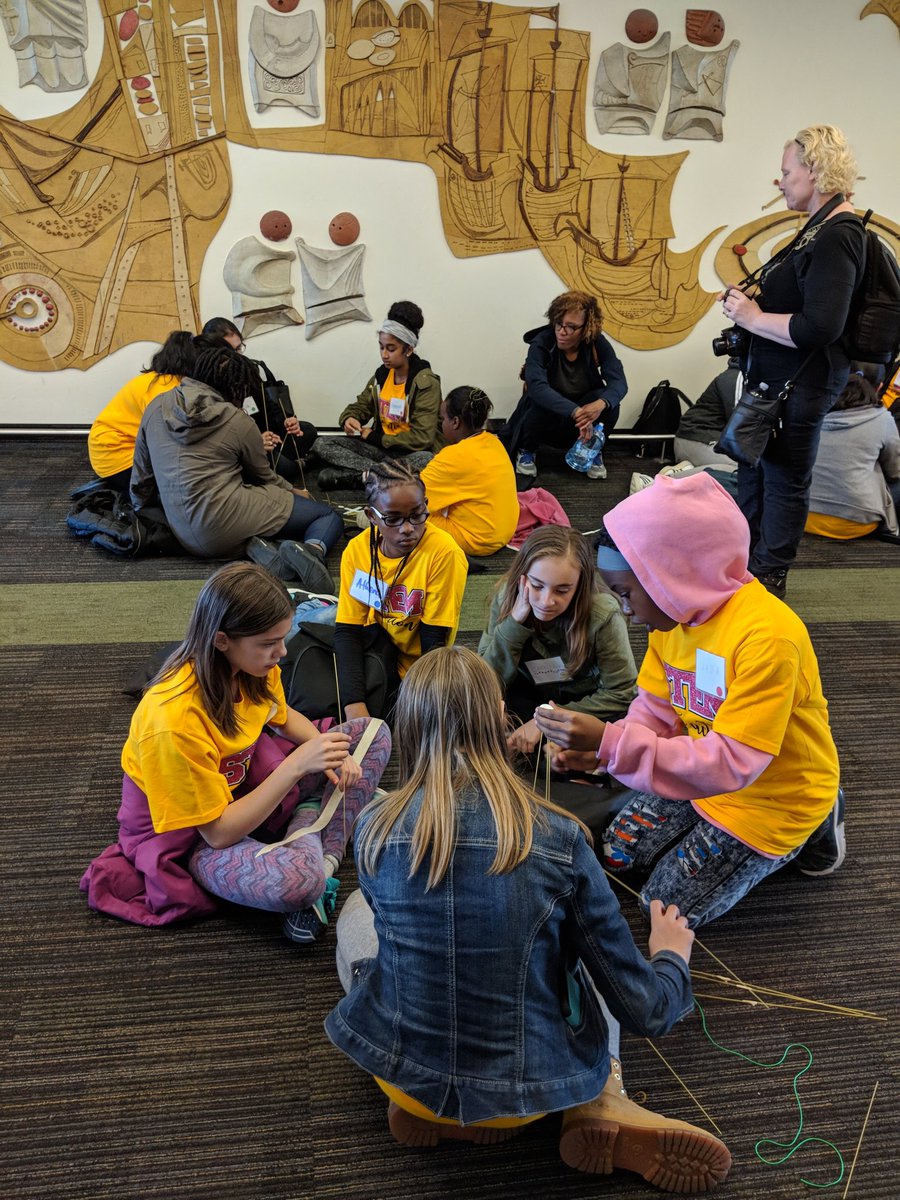 Lotus_STEMM's tweet photo. Spent the afternoon with these lovely kids at the #stemintoaction conference with @TOHousing and @hEr_VOLUTION doing the #marshmallowchallenge. What an amazing, high energy, innovative group thinking of the various foundations needed to build tall freestanding towers. https://t.co/qSV0vxj4Qa
