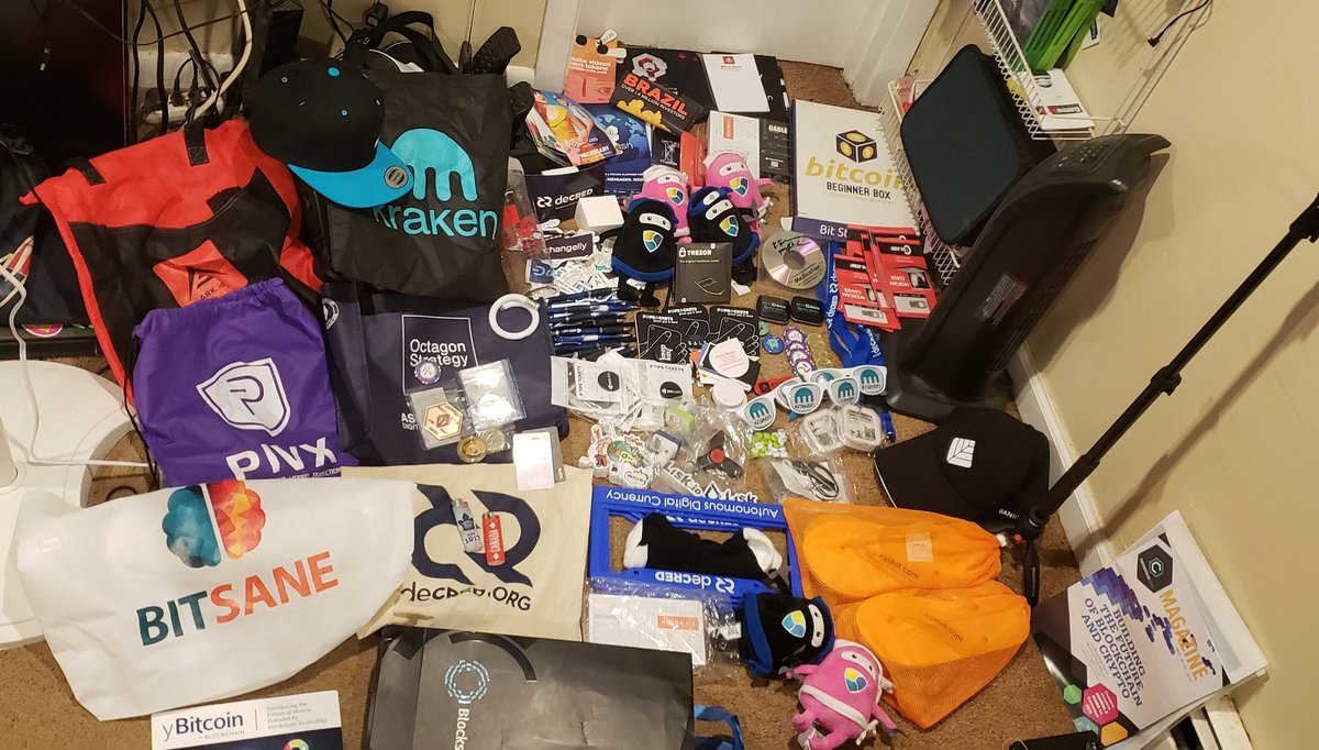 So much shill swag from #consensus2018

I gotta give some away!!! Stay tuned and #RETWEET this TWEET for a chance to win!!!

(1 person will be picked and gifted 1 item, both will be randomly selected) 

sponsored by <a href="/EdgeSecure/">Edge</a> <a href="/Dashpay/">Dash</a> <a href="/decredproject/">Decred (DCR)</a> <a href="/luxtag_official/">LuxTag</a> <a href="/govevue/">$VUE</a> 🔰