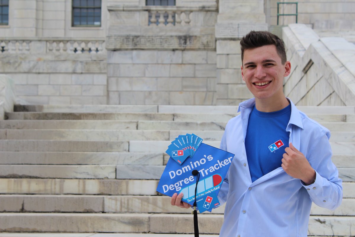 NicholasLoConte's tweet photo. Today I graduated college and earned my Bachelors Degree from Johnson &amp; Wales. I could not have done this without the help of @dominos. 22 Gift cards(thanks mom) and countless pizzas later, I’ve finally reached my goal. https://t.co/Vp3upGbYqI