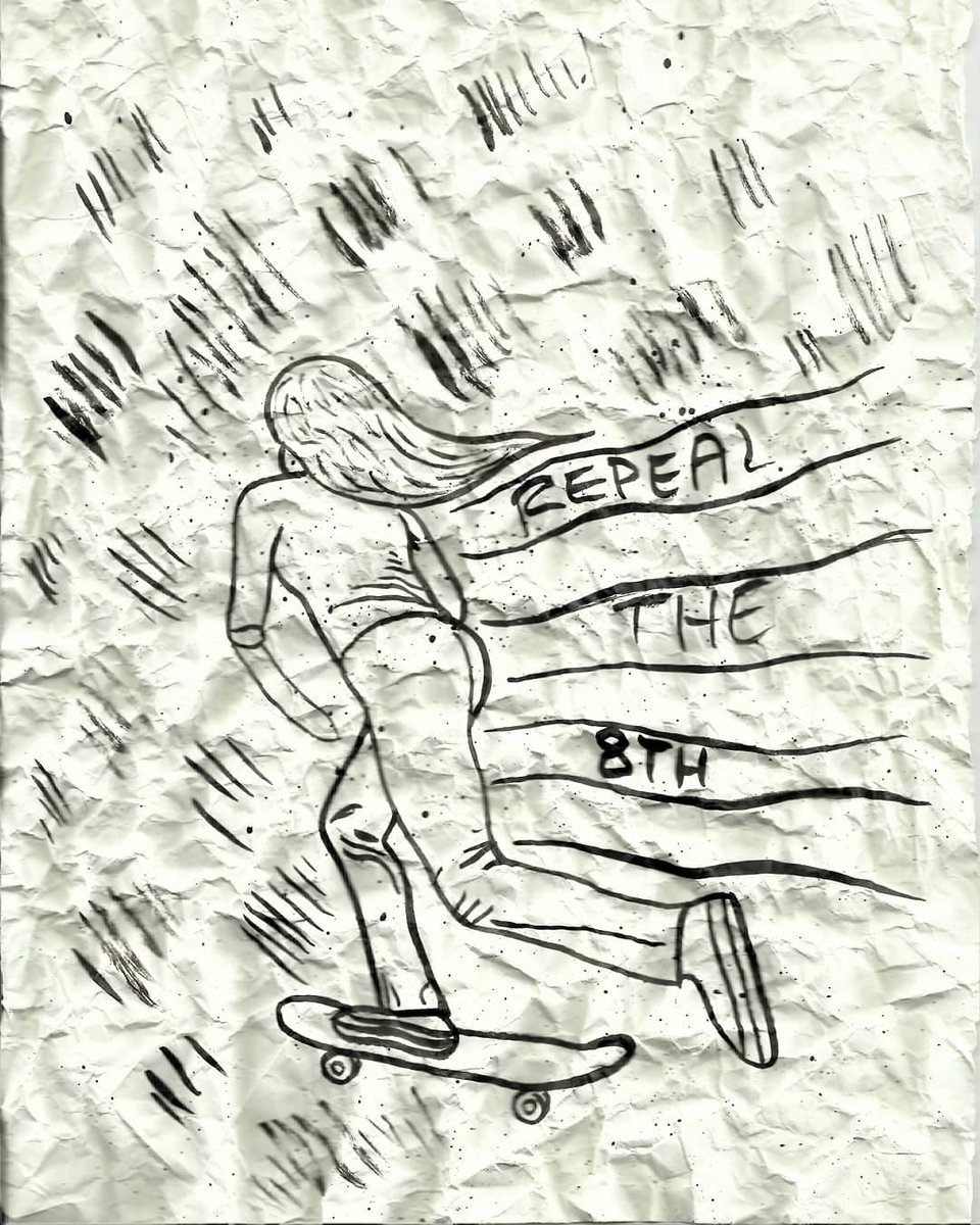 Franky_FDA's tweet photo. "Repeal the 8th"
#indianink #painting #drawing  #moleskinepaper #crumpledpaper #repealthe8th #repealthe8theamendment #artistsforrepeal #repealproject #menforrepeal #womensrights #voteyes  #may25th #girlskater #skateboarding #shreddin #dublinartist #Irishartist #frankydoodlesart https://t.co/HBOtOp7vYg