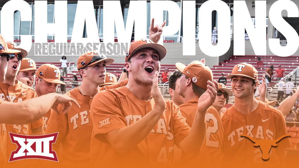 Big12Conference's tweet photo. The 👑 belongs to the ‘Horns 🤘

@TexasBaseball is your 2018 #Big12BSB regular-season Champion!

👉 https://t.co/IphRhi1DC9 https://t.co/qsZQAiCYnK