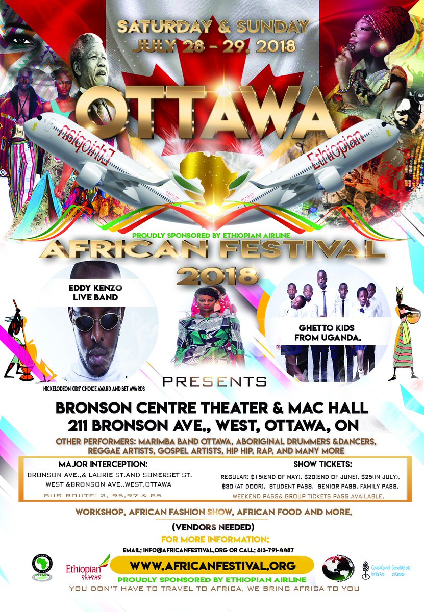 Ottawa African Festival will surprise Ottawa this year. Please note that: Student &amp; Senior tickets can only be purchase online on our website at: africanfestival.org
