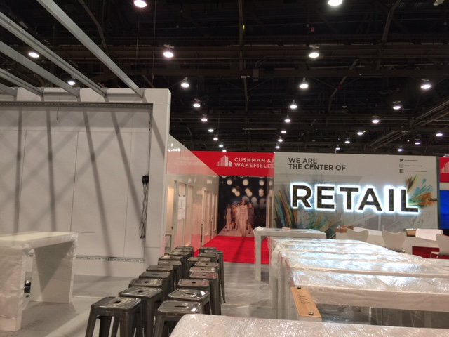 Sneak peek at the <a href="/cushwake/">Cushman & Wakefield</a> #Retail Booth #C1339 in Central Hall of the LVCC for <a href="/ICSC/">ICSC</a> #ICSCRECon18! We can’t wait for the conference to kick-off! #CWretail