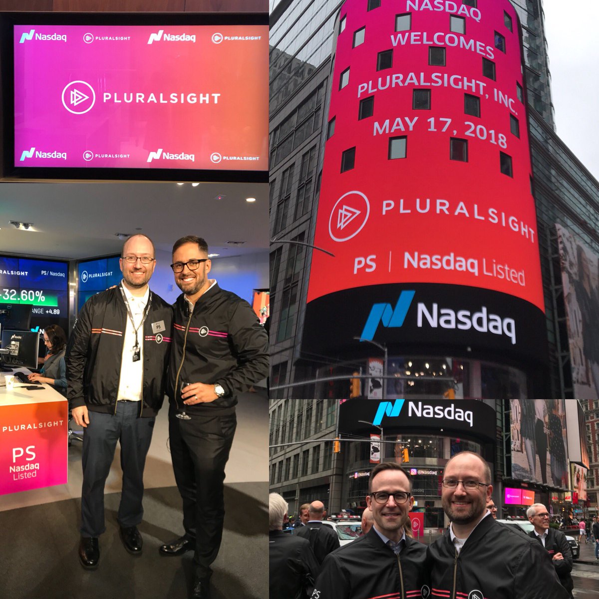 Matt_Tenney's tweet image. Amazing experience this week with the #Pluralsight team in NYC, going public on #NASDAQ (#PluralsightIPO)