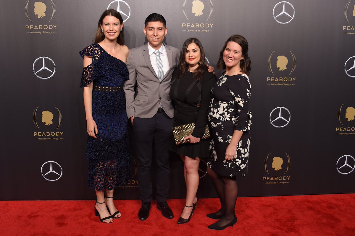 This is what #Dreamers look like. Director Hilary Linder with “@IndivisibleDOC” subjects Antonio Alarcon, Renata Teodoro, Evelyn Rivera Portillo arrive at the 77th Annual #Peabody Awards Ceremony.