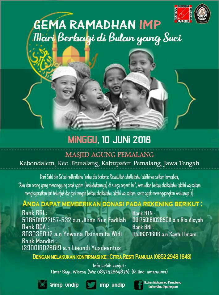 Buka Bersama Anak Yatim 2018 <a href="/imp_undip/">IMP UNDIP</a> #kabarpemalang