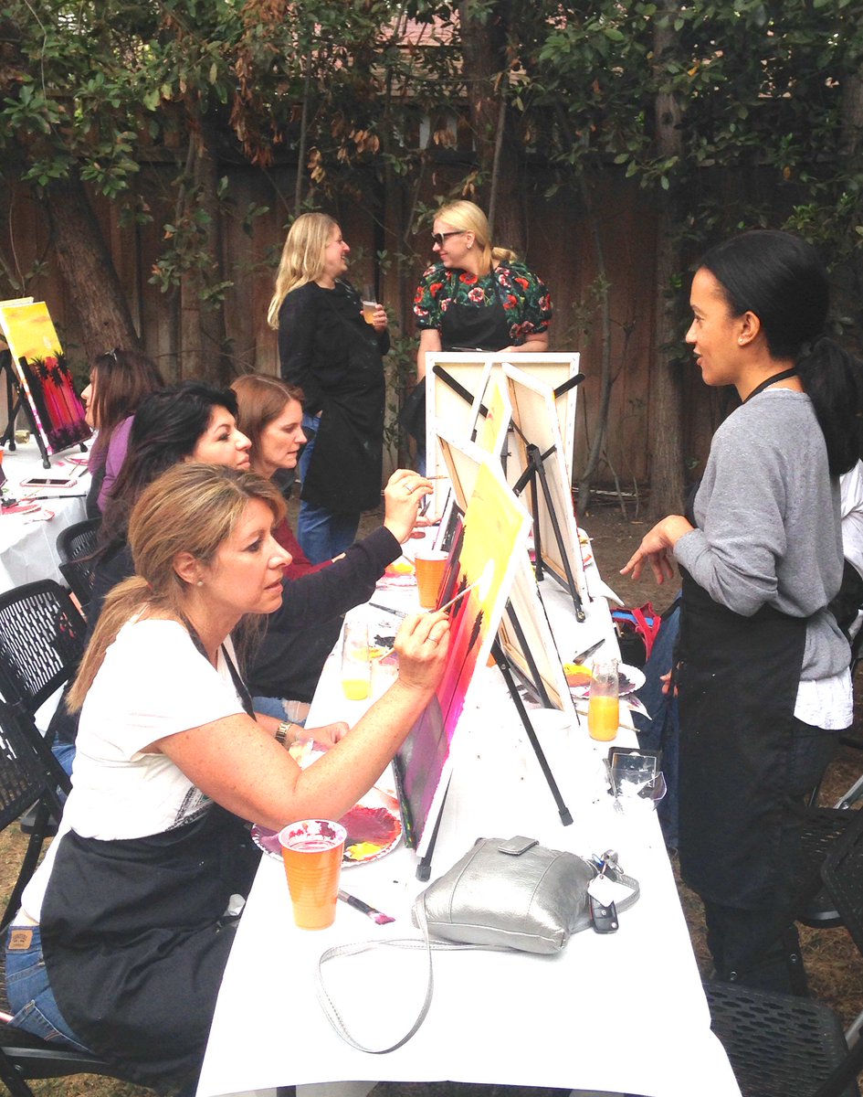 PaintSipParties's tweet photo. That was a ridiculous amount of #fun! Drinking #champagne and #painting with these lovely ladies was an awesome Saturday Paint ‘n Sip #Party!  And...we raised money for school! I LOVE MY JOB!!❤️💞🎨🎉 #paintandsipLA #paintandsip #lovemywork #fundraiser #creating #teacher #art https://t.co/rNyseclCku