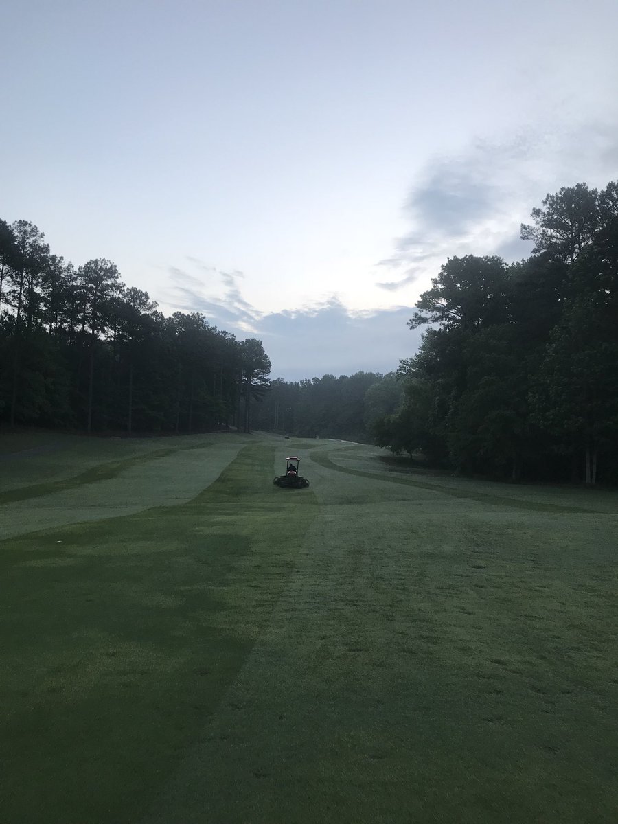 TurfDrew's tweet photo. Member-Guest day 2 was a success.   Mowing fairways was a joy this morning. Never had to check up on the staff doing greens and bunkers. Very thankful to have a great team. https://t.co/DvQ3IovtNm