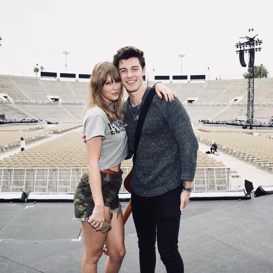 Taylor Swift and Shawn Mendes before sold out Rose Bowl show last night. Another sold out Rose Bowl show tonight.