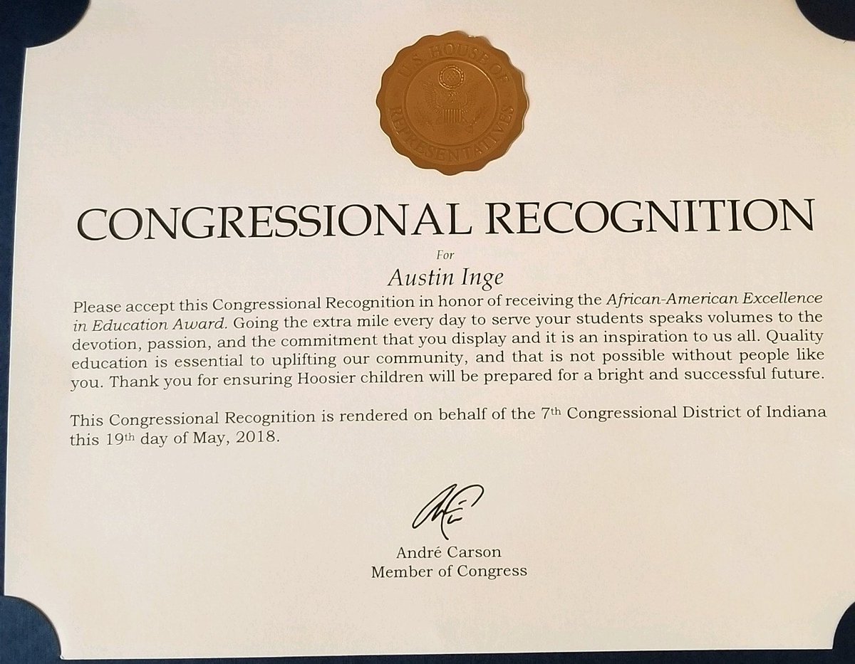 This morning I was presented with the African American Excellence in Education Award.