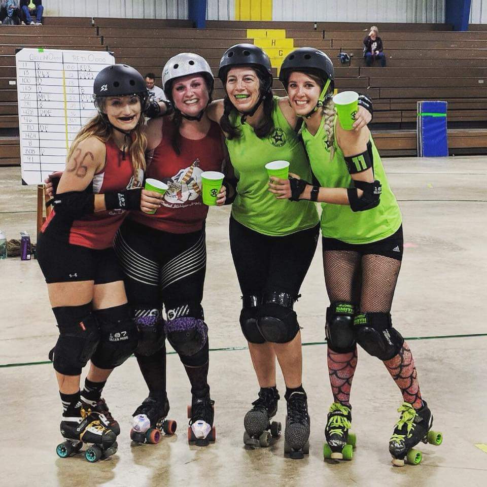 CmRollerDerby's tweet photo. Game MVP’s go out to #Sugar&amp;Spikes for Blocker and #MarilynMonroller (@state1kl ) for Jammer! Congratulations!!! They were well deserved💪 You ladies kicked butt! #rollerderby #derby #skating #quadskating #cmm #mayhem https://t.co/ElhFosLjtv
