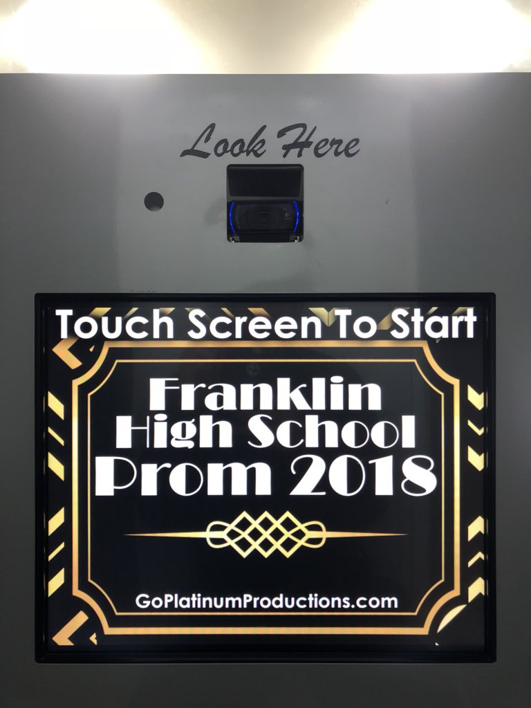 PlatinumProdMA's tweet photo. What have we been up to? Proms - a lot of them, and all sizes! Here’s the 1920s themed #PhotoBooth design at Franklin High School’s #Prom tonight with one of our enclosed arcade style booths. Did you know we have 4 different photo booth models for you to choose from?! https://t.co/KBu4hkH3aH