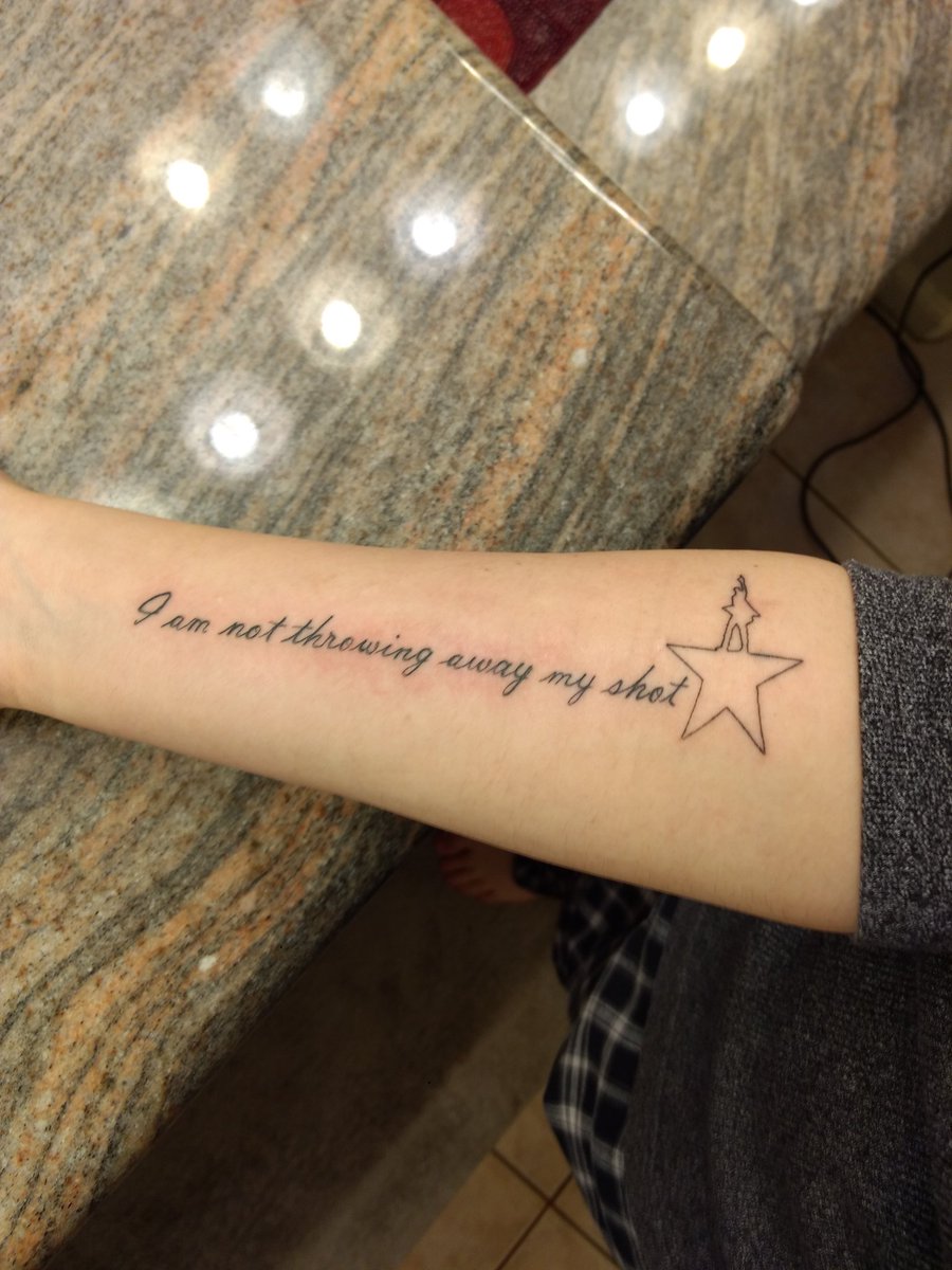 smokinorca's tweet photo. Got my first (technical) tattoo today, of course inspired heavily on @HamiltonMusical and @Lin_Manuel . Deciding wether or not I should fill it in with black or rainbow..maybe leave it as it is? Who knows. I'm happy :-) https://t.co/hWU1CS3B6D