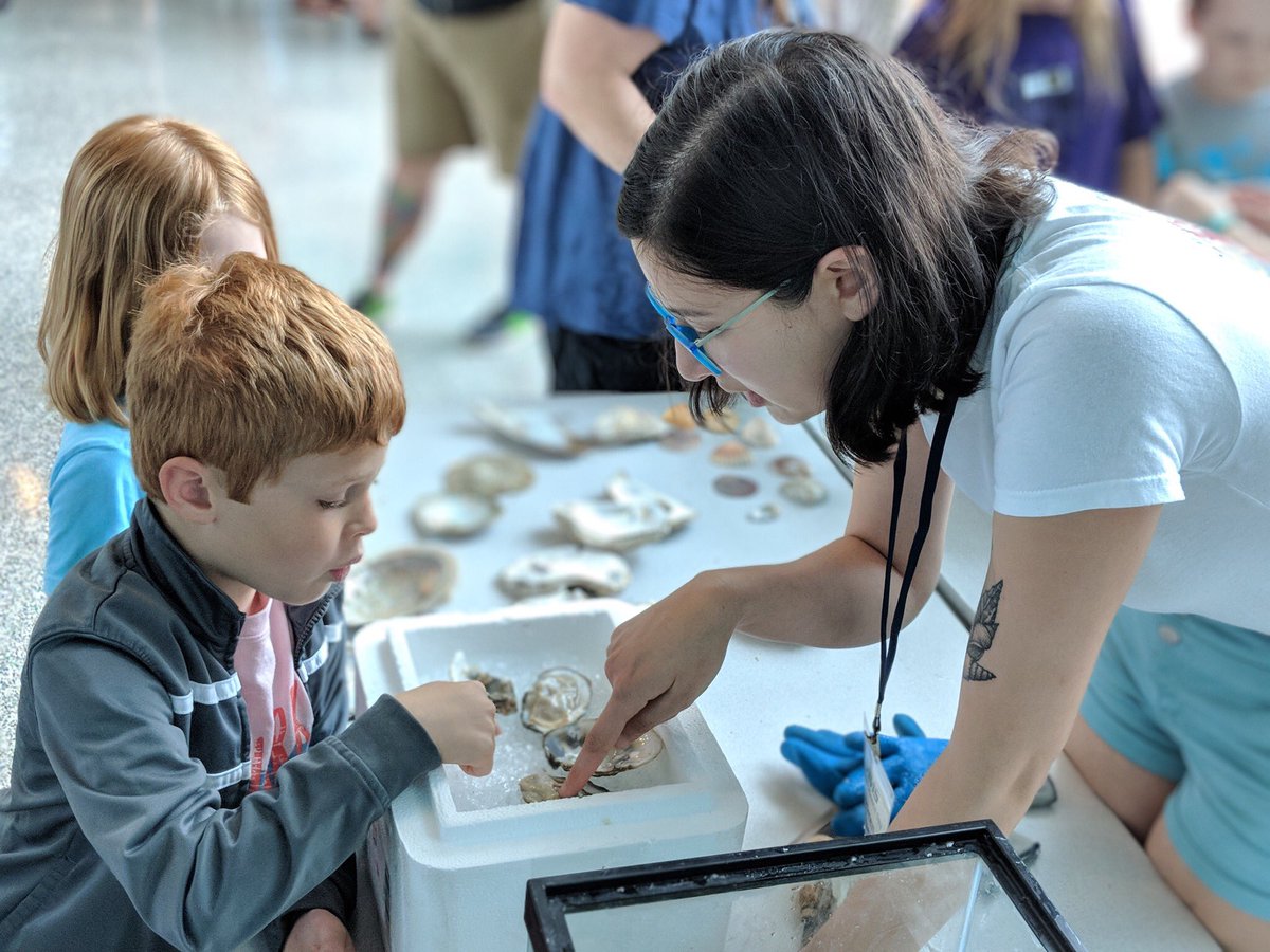 A pleasure as always to participate in #MarineScienceDay, my favorite <a href="/VIMS_News/">Virginia Institute of Marine Science</a> event of the year! Here’s a picture of me trying to convince kids to touch a squishy, slimy, fresh-shucked #oyster! Healthy oysters help us achieve #HealthyWaters 💙💧💙
