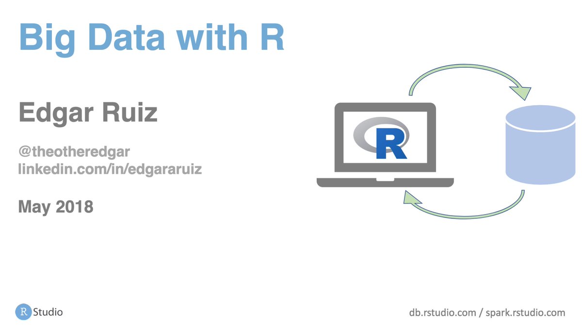 dataandme's tweet image. 📽 deck from @theotheredgar&apos;s talk @ #sdss2018 
🐘 &quot;Big Data with R&quot; 
buff.ly/2kaNtdH #rstats #sparklyr #dplyr