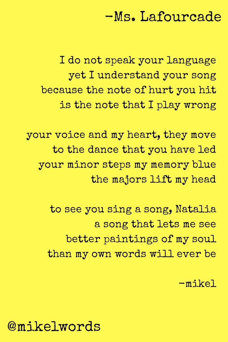 mliu322's tweet photo. @lafourcade I am excited to go to your concert on 05.22.18 in Riverside, CA. I appreciate your music very much, and it has inspired a poem. I hope you see this! https://t.co/l6s2dcb3fS