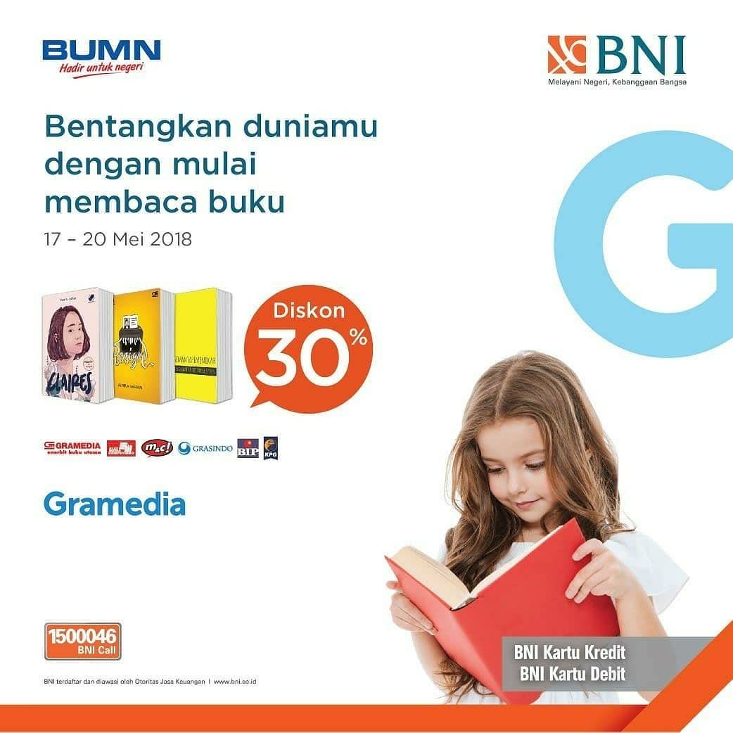 HARI TERAKHIR !!
.
Selamat berakhir pekan Grameds !!
.
Yuk cari inspirasimu, gunakan kartu debit dan kartu kredit BNI di Gramedia Purwokerto dan dapatkan spesial diskon untuk pembelian buku
.
Promo tidak berlaku untuk BNI Syariah s.d 20 Mei 2018
.
#gramediapurwokerto
