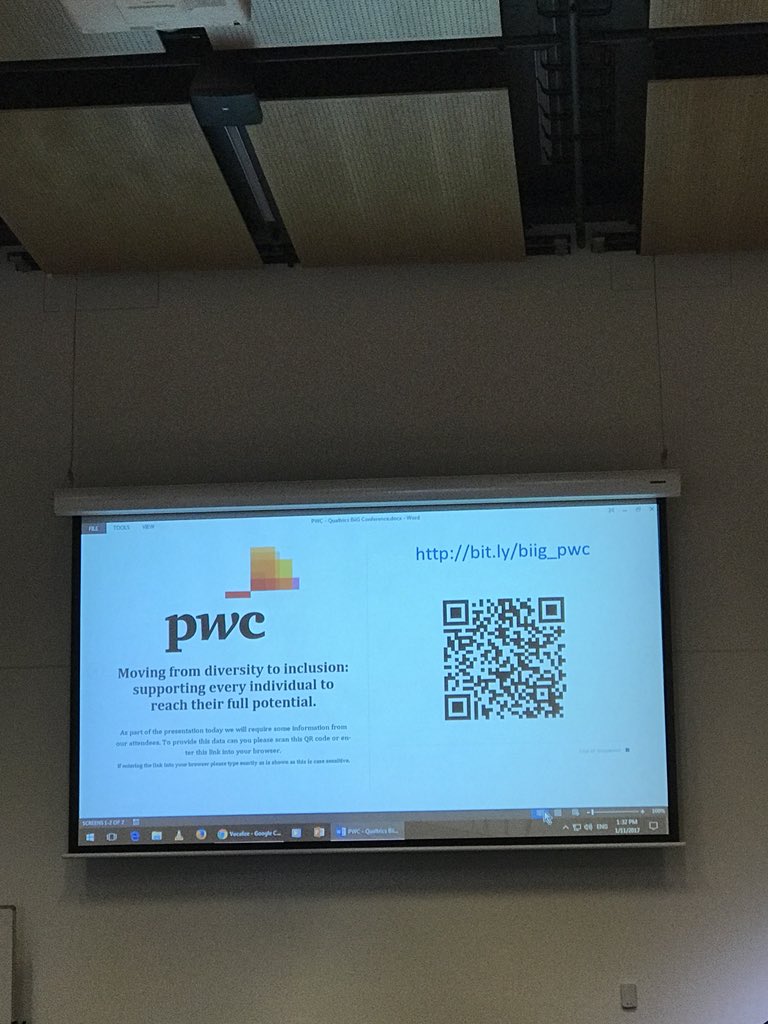 kimberleytylee's tweet photo. @pwc Julie McKay Chief Diversity and Inclusion Officer leverages the @Qualtrics XM Platform to poll during her session #biig2017 #XM https://t.co/1Cafyo3N4M