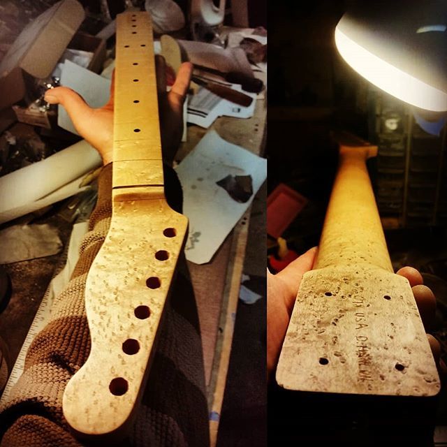 electric_trees's tweet photo. This one's headed north...bye bye birdseye. 
#birdseyemaple #handmade #tele #electrictrees #guitarporn #inprogress  #woodworkingporn #bostonmusic #guitar #woodworking #usa #curves #beauty #figure https://t.co/MmpUsmWP1V