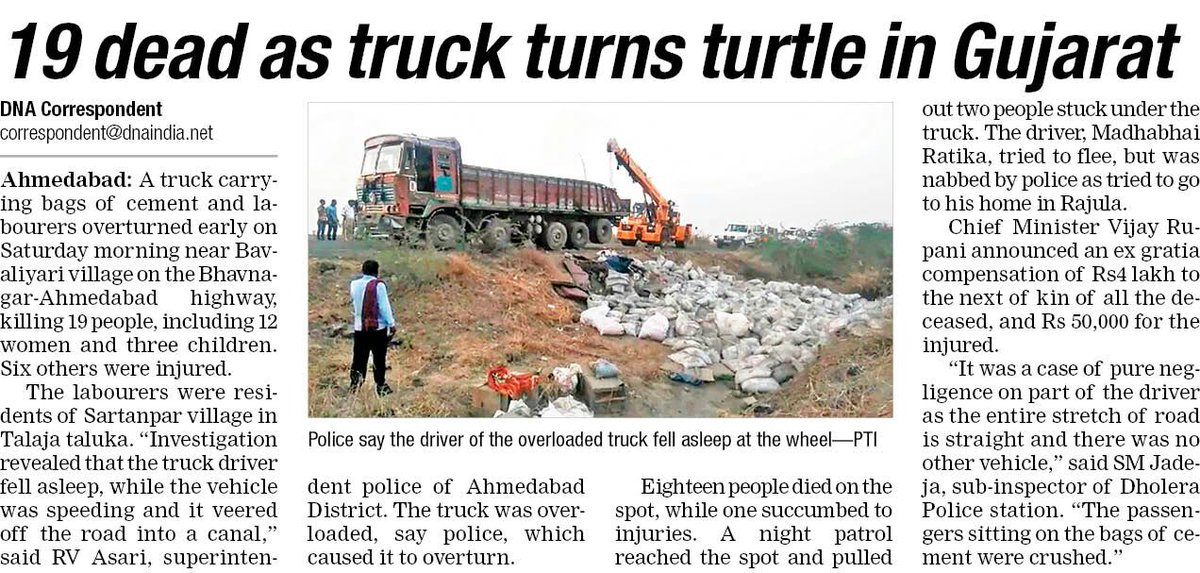 jaipurdna's tweet photo. 19 dead as truck turns in Gujarat https://t.co/IQgv4uf0Fv