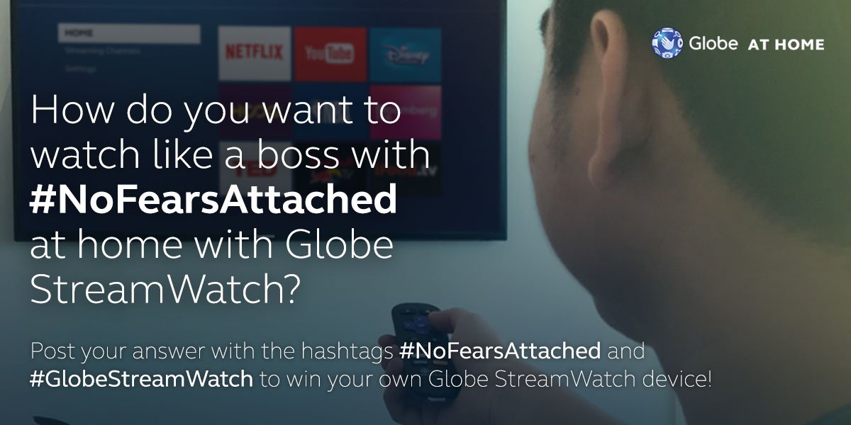 enjoyGLOBE's tweet photo. With #NoFearsAttached, here’s your chance to get your own #GlobeStreamwatch and #WatchLikeABoss at home! 😎 https://t.co/kafM0dazVc