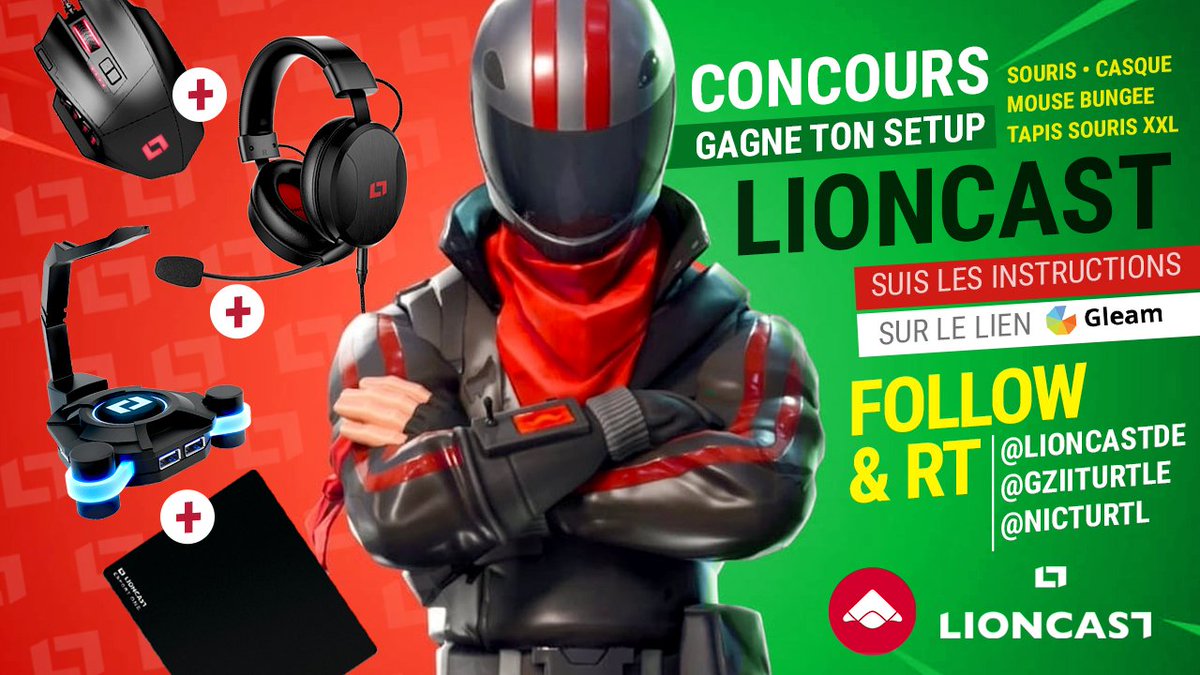 #Concours 🎁
UN SETUP À GAGNER POUR NOS 10K ABOS ! 
Pour participer #RT et #FOLLOW 
<a href="/LioncastDE/">Lioncast</a> &amp; <a href="/nicturtl/">Flynn</a> &amp; <a href="/GziiTurtle/">Gzii</a> 
Mentionnez également deux de vos ami(e)s !
Rendez-vous ici pour valider votre participation ➡️
bit.ly/2k9MXwl
Sur Yt➡️ youtube.com/watch?v=vkQAGM…