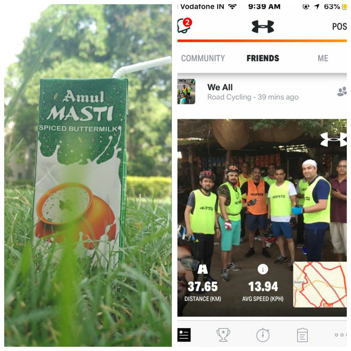 Which other can be #natural #thirst quencher than #amul #masti #buttermilk after 38km of #cycling in this heat ?? #photography #burnfat not #fuel #MorningDrive #trekking #countryside #health #passion #SundayMotivation #nature #groupactivity #tired