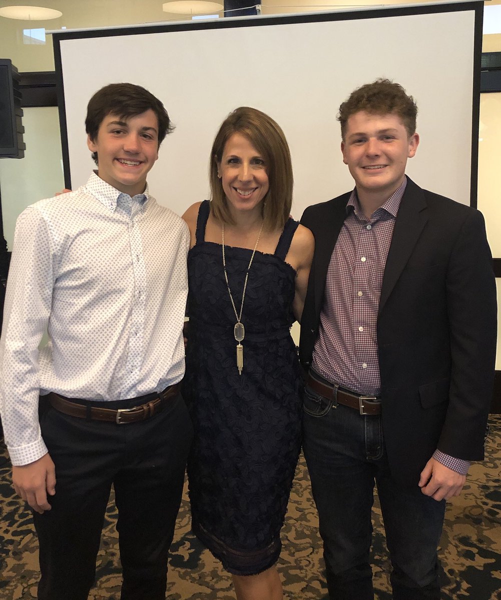 SauerSauerc's tweet photo. Great teacher moment: taking a pic with two of your former 2nd graders at your son’s senior lacrosse banquet 😊 #FMLax #Noah&Jackson @BridlewoodES https://t.co/v7bu0c8YZ8