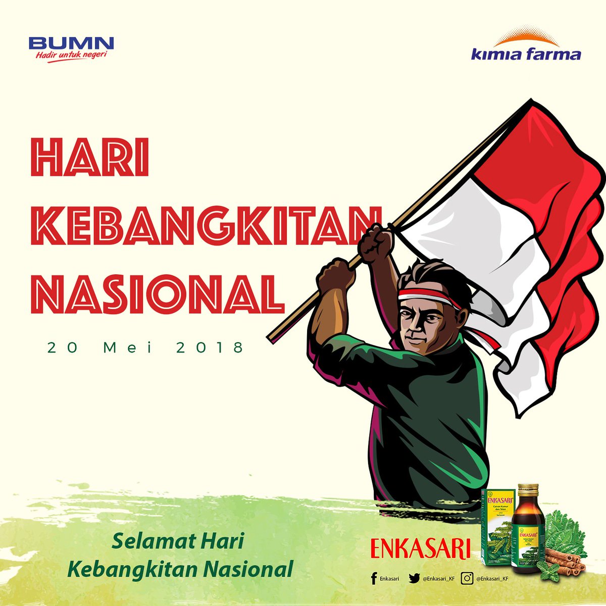 Enkasari mengucapkan Selamat Hari Kebangkitan Nasional! Semoga kita semua selalu diberikan ilmu yang berlimpah untuk memajukan Indonesia sesuai cita-cita para pendahulu. #Enkasari #mulutsehat #kebangkitannasional