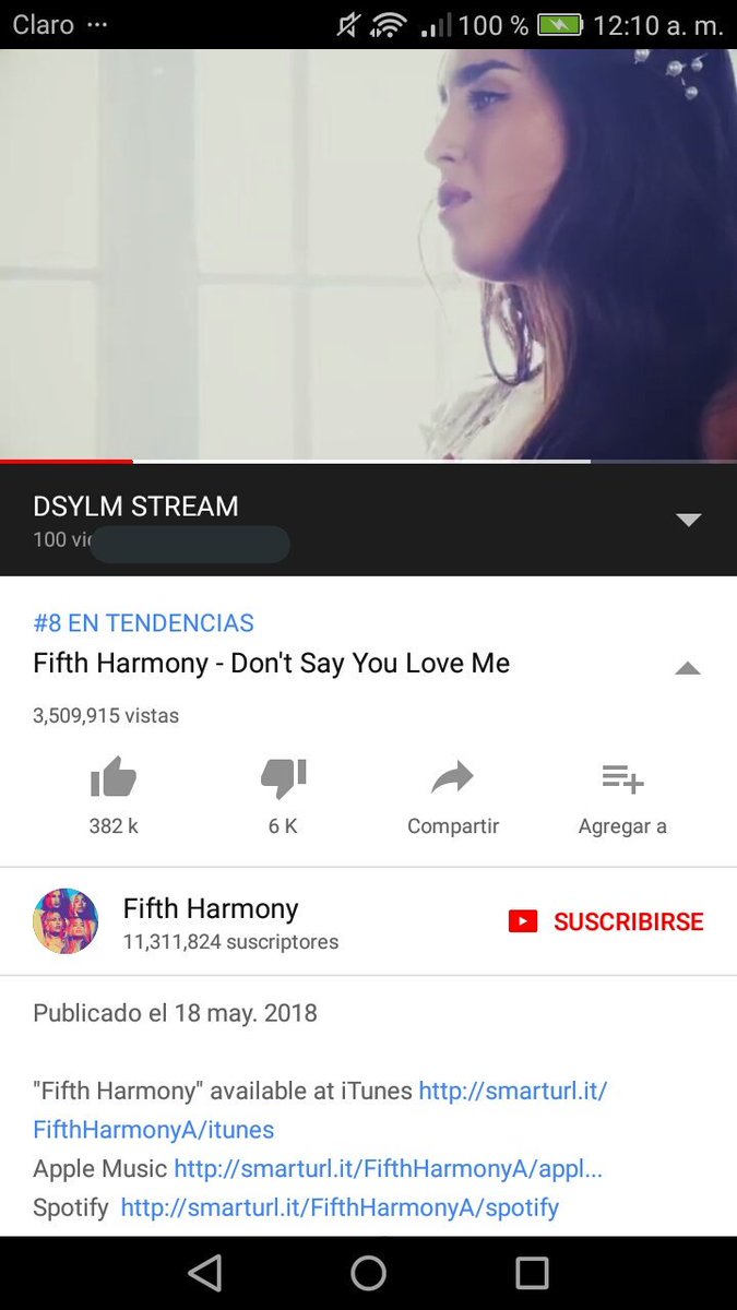 nunezvaleria130's tweet photo. Hagan stream, por nuestras chicas, vamos por esos 4millones #StreamDSYLMOnYoutube @FifthHarmony @LaurenJauregui https://t.co/LEgX6fnsmZ