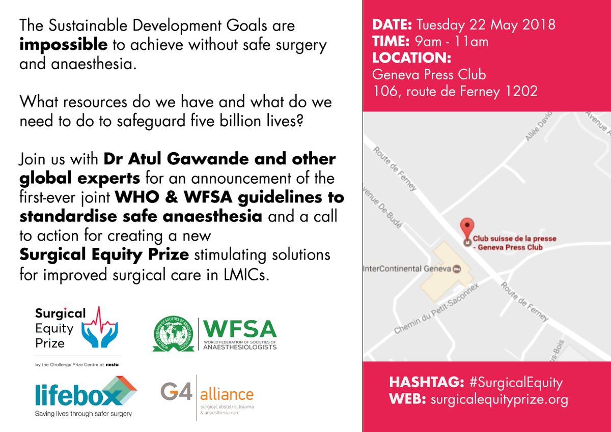 Challenge Works (@challenge_works) on Twitter photo How can we scale-up surgery and anaesthesia to achieve UHC? Alongside the <a href="/wfsaorg/">WFSA</a> <a href="/SaferSurgery/">Lifebox</a> & <a href="/theG4Alliance/">The G4 Alliance</a> we are hosting this briefing at #WHA71 22 May Tues 9-11am - Geneva Press Club! Join us with Dr Atul Gawande, Walt Johnson & more #globalsurgery #surgicalequity <a href="/nesta/">Alessandro Nesta</a> How can we scale-up surgery and anaesthesia to achieve UHC? Alongside the <a href="/wfsaorg/">WFSA</a> <a href="/SaferSurgery/">Lifebox</a> & <a href="/theG4Alliance/">The G4 Alliance</a> we are hosting this briefing at #WHA71 22 May Tues 9-11am - Geneva Press Club! Join us with Dr Atul Gawande, Walt Johnson & more #globalsurgery #surgicalequity <a href="/nesta/">Alessandro Nesta</a>